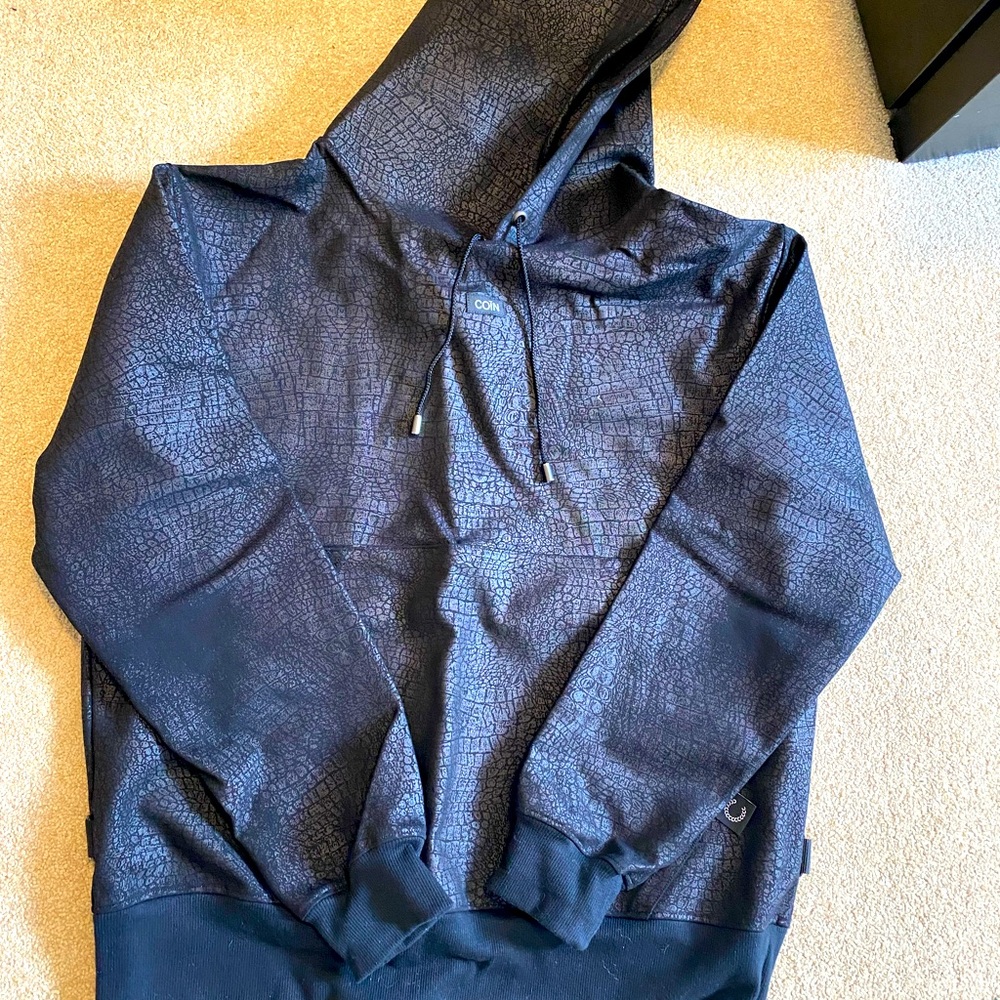 Men’s Black Coin Hoody - Very comfortable. Spring cleaning needs to go.